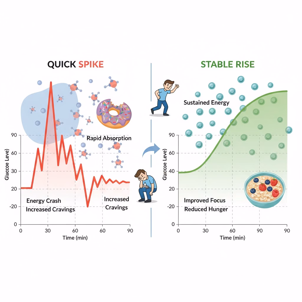 A graph showing how different foods affect blood glucose levels due to glycemic index