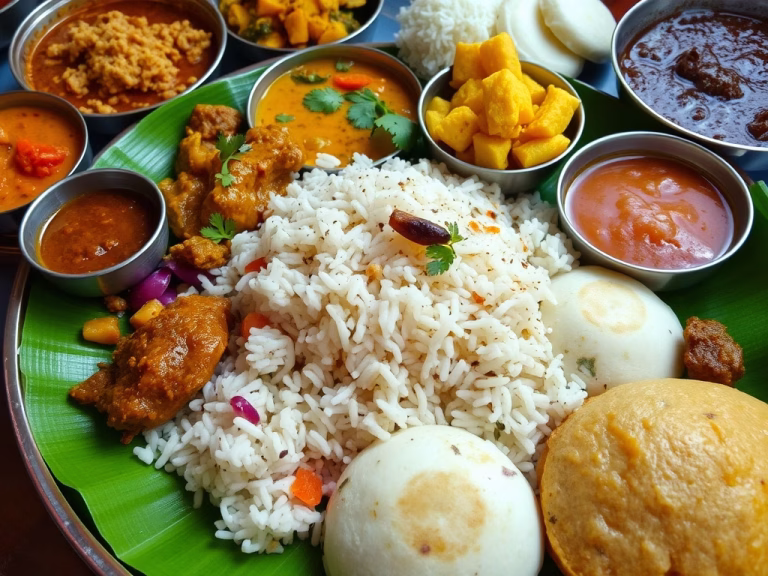 An image displaying south indian foods in a plate