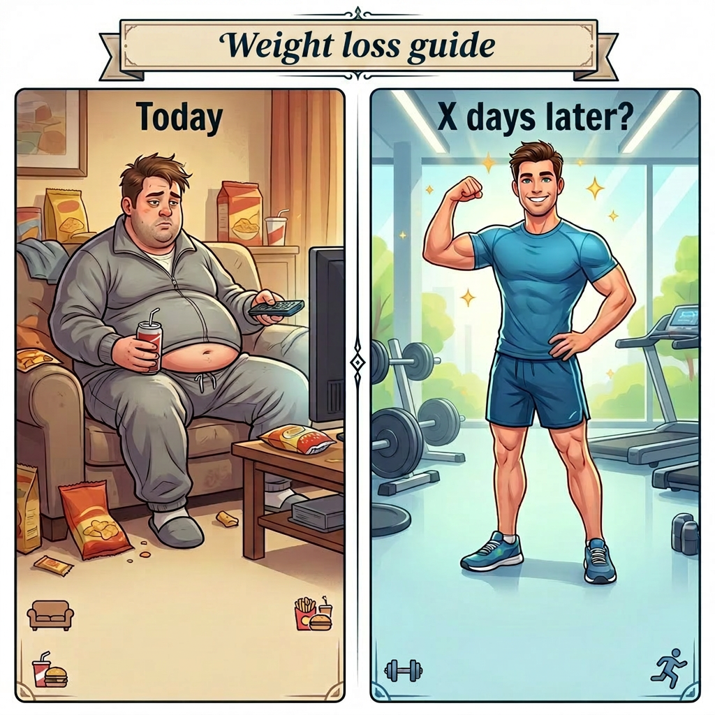 Two-panel image showing before and after physical transformation of a man